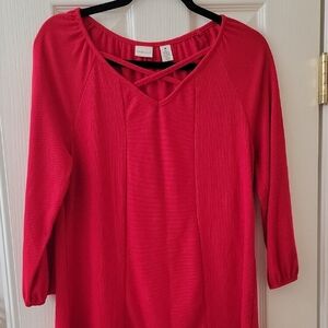 Westbound Crisscross Detail Red Women's Blouse